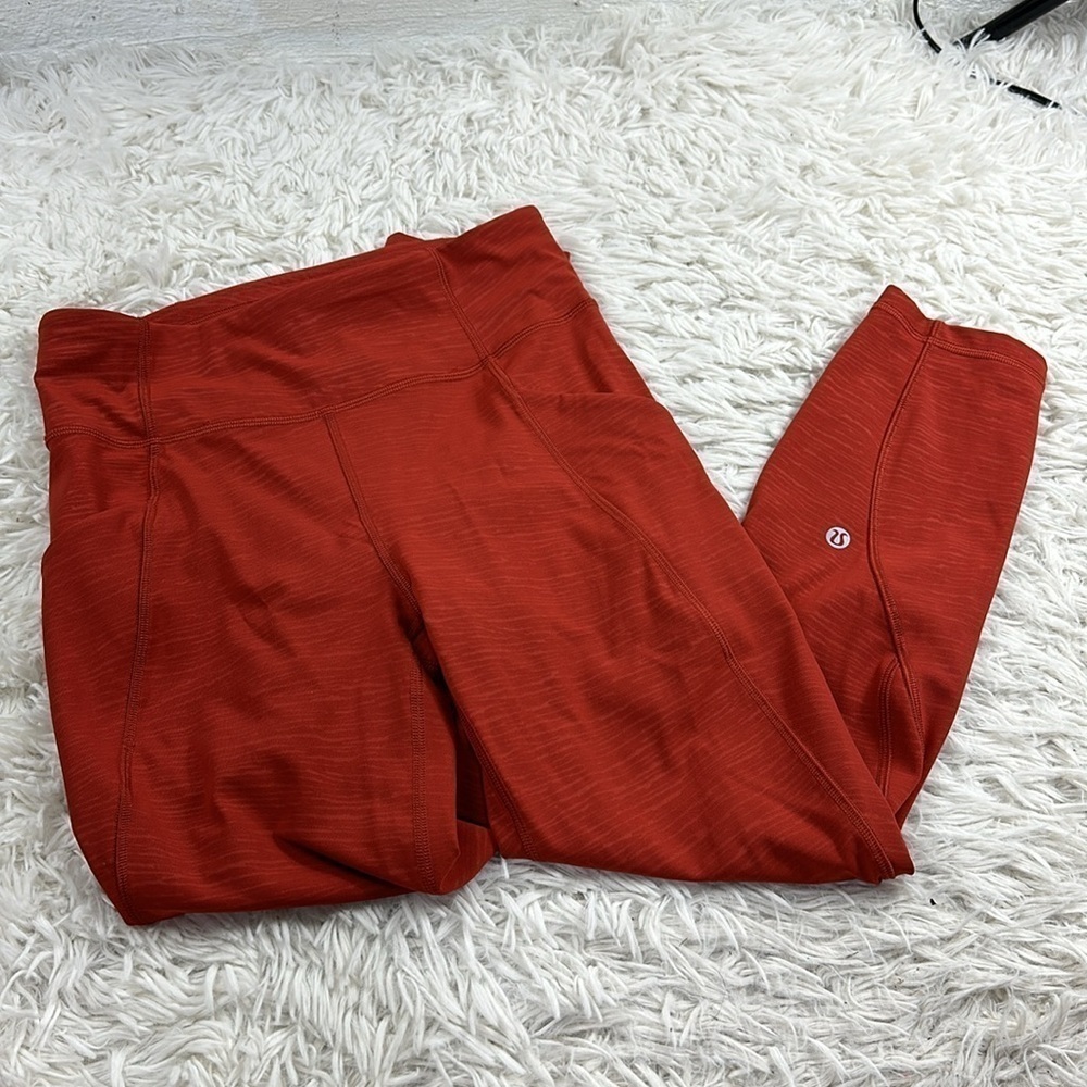 Lululemon Time To Sweat Crop *23" Stride Emboss Cayenne